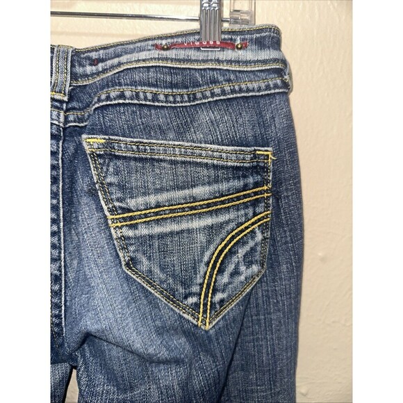 Vigoss Jeans Women's size 3 Dark Wash Denim Yellow Stitch Detail - Picture 5 of 7